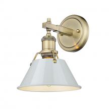  3306-BA1 AB-DB - Orwell AB 1 Light Bath Vanity in Aged Brass with Dusky Blue shade