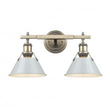  3306-BA2 AB-DB - Orwell AB 2 Light Bath Vanity in Aged Brass with Dusky Blue shades