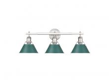  3306-BA3 PW-GN - Orwell 3-Light Vanity Light in Pewter with Pine Green