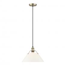  3306-L AB-OP - Orwell AB Large Pendant - 14" in Aged Brass with Opal Glass