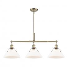  3306-LP AB-OP - Orwell AB 3 Light Linear Pendant in Aged Brass with Opal Glass