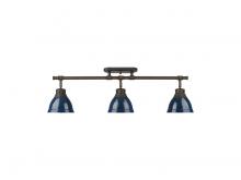  3602-3SF RBZ-NVY - Duncan 3-Light Semi-Flush - Track Light in Rubbed Bronze with Matte Navy