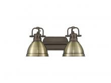  3602-BA2 RBZ-AB - Duncan 2-Light Bath Vanity in Rubbed Bronze with Aged Brass