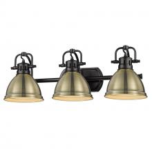  3602-BA3 BLK-AB - Duncan 3 Light Bath Vanity in Matte Black with an Aged Brass Shade