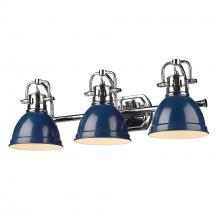  3602-BA3 CH-NVY - Duncan CH 3 Light Bath Vanity in Chrome with Navy Blue Shade