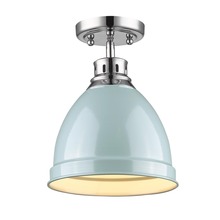  3602-FM CH-SF - Duncan Flush Mount in Chrome with a Seafoam Shade