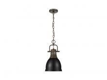  3602-S RBZ-BLK - Duncan Small Pendant with Chain in Rubbed Bronze with Matte Black