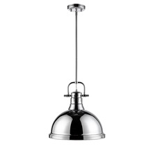  3604-L CH-CH - Duncan 1 Light Pendant with Rod in Chrome with a Chrome Shade