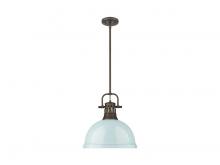  3604-L RBZ-SF - Duncan 1-Light Pendant with Rod in Rubbed Bronze with Seafoam