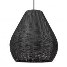  6084-O1P NB-MBW - Melany 1 Light Pendant - Outdoor in Natural Black with Matte Black Wicker Shade