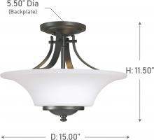  SF240ORB - Feiss SF241ORB Barrington Glass Semi Flush Ceiling Lighting, Bronze, 2-Light (15"Dia x 12"H)