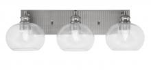  1163-BN-202 - Edge 3 Light Bath Bar, Brushed Nickel Finish, 7" Clear Bubble Glass