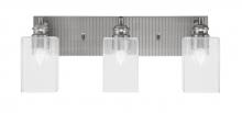  1163-BN-530 - Edge 3 Light Bath Bar, Brushed Nickel Finish, 4" Square Clear Bubble Glass