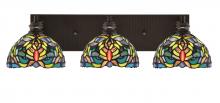  1163-ES-9905 - Edge 3 Light Bath Bar, Espresso Finish, 7" Kaleidoscope Art Glass