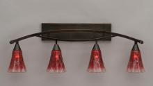  174-BC-726 - Four Light Black Copper Raspberry Crystal Glass Vanity