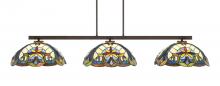  4523-DG-936 - Atlas 3 Light Bar, Dark Granite Finish, 16" Earth Star Art Glass