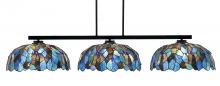  4523-MB-995 - Atlas 3 Light Bar, Matte Black Finish, 16" Blue Mosaic Art Glass