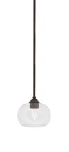  560-DG-202 - Zilo Stem Hung Mini Pendant, Dark Granite Finish, 7" Clear Bubble Glass