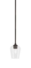  560-DG-210 - Zilo Stem Hung Mini Pendant, Dark Granite Finish, 5" Clear Bubble Glass