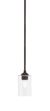  560-DG-300 - Zilo Stem Hung Mini Pendant, Dark Granite Finish, 4" Clear Bubble Glass