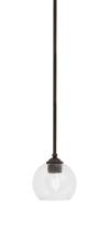  560-DG-4100 - Zilo Stem Hung Mini Pendant, Dark Granite Finish, 5.75" Clear Bubble Glass