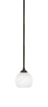  560-DG-4101 - Zilo Stem Hung Mini Pendant, Dark Granite Finish, 5.75" White Marble Glass