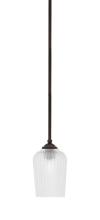  560-DG-4250 - Zilo Stem Hung Mini Pendant, Dark Granite Finish, 5" Clear Textured Glass