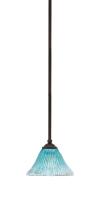  560-DG-458 - Zilo Stem Hung Mini Pendant, Dark Granite Finish, 7" Teal Crystal Glass