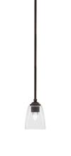  560-DG-461 - Zilo Stem Hung Mini Pendant, Dark Granite Finish, 4.5" Square Clear Bubble Glass