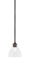  560-DG-4760 - Zilo Stem Hung Mini Pendant, Dark Granite Finish, 6.25" Clear Bubble Glass