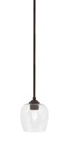  560-DG-4810 - Zilo Stem Hung Mini Pendant, Dark Granite Finish, 6" Clear Bubble Glass