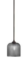  560-DG-4912 - Zilo Stem Hung Mini Pendant, Dark Granite Finish, 7" Smoke Textured Glass