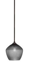  560-DG-4922 - Zilo Stem Hung Mini Pendant, Dark Granite Finish, 9" Smoke Textured Glass