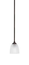  560-DG-500 - Zilo Stem Hung Mini Pendant, Dark Granite Finish, 5" Clear Ribbed Glass