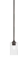  560-DG-530 - Zilo Stem Hung Mini Pendant, Dark Granite Finish, 4" Square Clear Bubble Glass