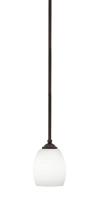  560-DG-615 - Zilo Stem Hung Mini Pendant, Dark Granite Finish, 5" White Linen Glass