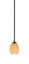  560-DG-625 - Zilo Stem Hung Mini Pendant, Dark Granite Finish, 5" Cayenne Linen Glass