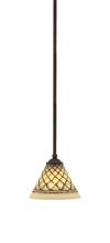  560-DG-7185 - Zilo Stem Hung Mini Pendant, Dark Granite Finish, 7" Chocolate Icing Glass