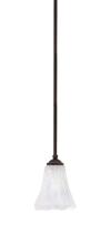  560-DG-729 - Zilo Stem Hung Mini Pendant, Dark Granite Finish, 5.5" Fluted Italian Ice Glass