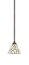  560-DG-9115 - Zilo Stem Hung Mini Pendant, Dark Granite Finish, 7" Sandhill Art Glass