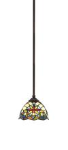  560-DG-9365 - Zilo Stem Hung Mini Pendant, Dark Granite Finish, 7" Earth Star Art Glass