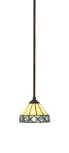  560-DG-9405 - Zilo Stem Hung Mini Pendant, Dark Granite Finish, 7" Diamond Peak Art Glass