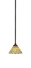  560-DG-9415 - Zilo Stem Hung Mini Pendant, Dark Granite Finish, 7" Starlight Art Glass