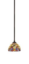  560-DG-9445 - Zilo Stem Hung Mini Pendant, Dark Granite Finish, 7" Lynx Art Glass