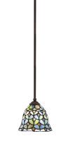  560-DG-9965 - Zilo Stem Hung Mini Pendant, Dark Granite Finish, 7" Crescent Art Glass