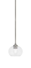  560-GP-202 - Zilo Stem Mini Pendant, Graphite Finish, 7" Clear Bubble Glass