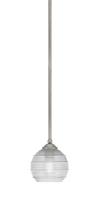  560-GP-5110 - Zilo Stem Mini Pendant, Graphite Finish, 6" Clear Ribbed Glass