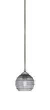  560-GP-5112 - Zilo Stem Mini Pendant, Graphite Finish, 6" Smoke Ribbed Glass