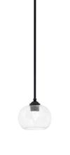  560-MB-202 - Zilo Stem Mini Pendant, Matte Black Finish, 7" Clear Bubble Glass