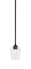  560-MB-210 - Zilo Stem Mini Pendant, Matte Black Finish, 5" Clear Bubble Glass